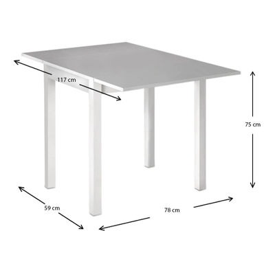 Ausziehbarer Tisch chlarice Weiß 59x78x75-117x78x75cm - Foto 5