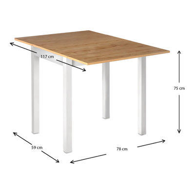 Ausziehbarer Tisch CLARICE Eiche-Weiß 59x78x75-117x78x75cm - Foto 5