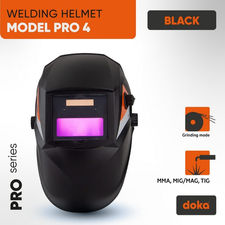 Auto darkening welding helmet DOKA PRO 4 (DIN 9-13, view area 90x35 mm)