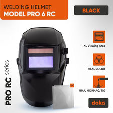 Auto darkening welding helmet DOKA PRO 6 RC (DIN 5-8/9-13, view area 93x43 mm)