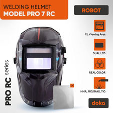 Auto darkening welding helmet DOKA PRO 7 RC Robot (4-8 / 9-13, 93x43 mm)