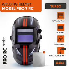 Auto darkening welding helmet DOKA PRO 7 RC Turbo (4-8 / 9-13, 93x43 mm)