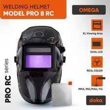 Auto darkening welding helmet DOKA PRO 8 RC Omega (4-8 / 9-13, 100x50 mm)