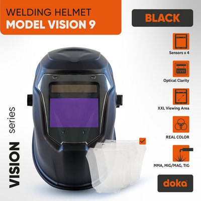 Auto darkening welding helmet DOKA VISION 9 (DIN 4-8/9-13, view area 100x63 mm)