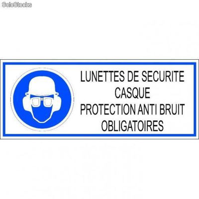Autocollant lunette de protection, casque et protection anti bruit obligatoires