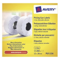 Avery PLR1226 etiquetas de precios removibles 26 x 12 mm (15.000 etiquetas)