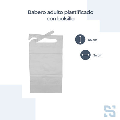 Babero adulto desechable blanco con bolsillo, caja 500 unidades - Foto 4