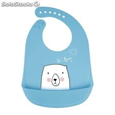 Babero silicona bebé lavable oso azul