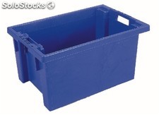 Bac plastique 97515-06 - 600x400x300 mm - gerbable par rotation à 180° - bleu