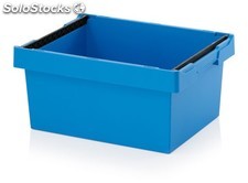 Bac plastique mbb6427 - 600x400x270 mm - gerbable sur étriers - bleu