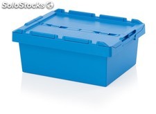 Bac plastique mbd6422 - 600x400x240 mm - couvercle solidaire - bleu