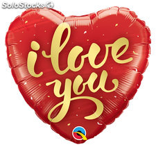 Ballon alu Coeur 18 &quot; (46 cm ) &quot; LOVE &quot;I Love You Gold Script