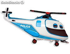 Ballon Alu forme d&#39;Hélicoptère bleu Police