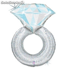 Ballon Alu Forme de Bague argent avec diamant 38&quot; (92.5cm)...