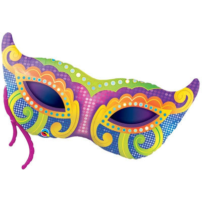 Ballon Alu Qualatex forme de Masque de Mardi Gras 38&quot; (97cm)