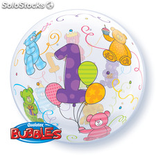 Ballon BUBBLES Qualatex 56cm de diamètre Chiffre 1 Anniversaire