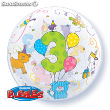 Ballon BUBBLES Qualatex 56cm de diamètre Chiffre 3 Anniversaire