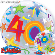 Ballon BUBBLES Qualatex 56cm de diamètre Chiffre 40 Anniversaire