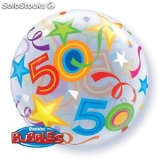 Ballon BUBBLES Qualatex 56cm de diamètre Chiffre 50 Anniversaire