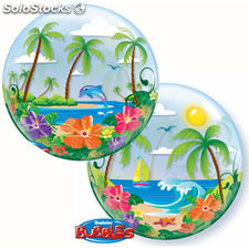 Ballon BUBBLES Qualatex 56cm de diamètre &quot;ile Tropicale &quot;
