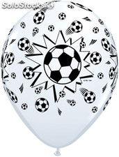 Ballon Qualatex Blanc impression Ballon de football noire 11&quot;...