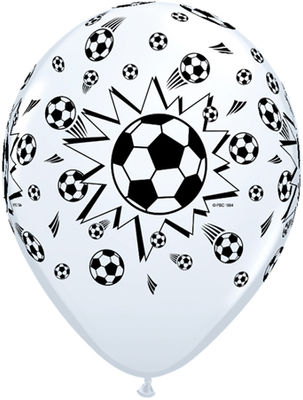 Ballon Qualatex Blanc impression Ballon de football noire 11&quot;...