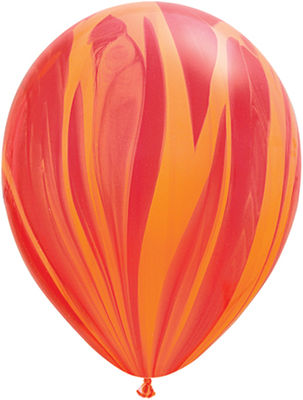 Ballons Qualatex Superagate Rouge/Orange &quot;11&quot;(28cm) poche 25