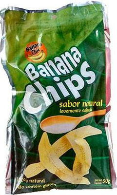 Banana Chips Levemente Salgada, caixa com 35 unidades de 50 g