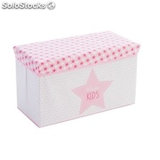 Banc pliant rangement - 60 x 30 x 35 cm - rose