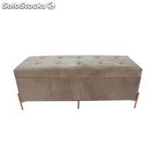 Banco de Pé-de-cama DKD Home Decor Poliéster MDF Marrom claro Cinzento claro Gla