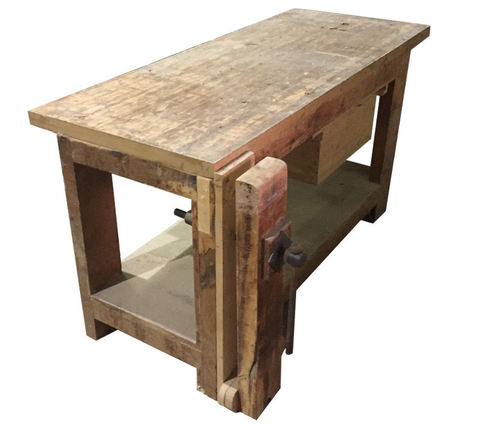 Mesa taller, banco de trabajo de carpintero, mesa antigua estilo  industrial.