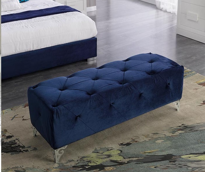 Banco pie de cama azul oscuro 42x79.5x42cm