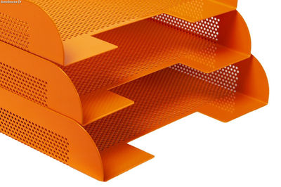 Bandeja apilable metálica de chapa perforada. Color Naranja (3 bandejas) - - Foto 2
