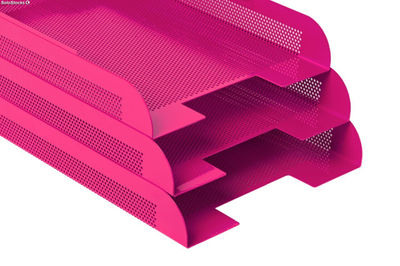 Bandeja apilable metálica de chapa perforada. Color Rosa (3 bandejas) - Sistemas - Foto 2