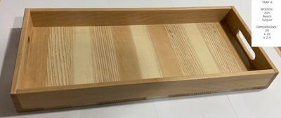 Bandeja de madera con asas - Bandeja rectangular de fresno macizo - 44x3x7cm