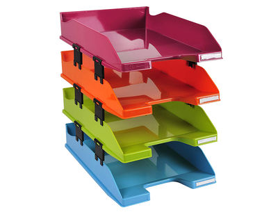 Bandeja sobremesa exacompta plastico arlequin set de 4 unidades colores surtidos - Foto 2