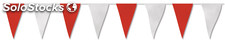 Bandera triangular de papel roja y blanca, 50 mt