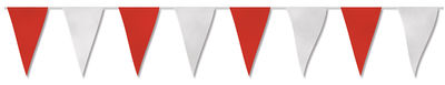 Bandera triangular de papel roja y blanca, 50 mt