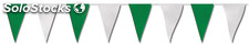 Bandera triangular de papel verde y blanco, 50 mt