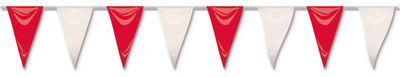 Bandera triangulo plastico rojo y blanco, 50 mts