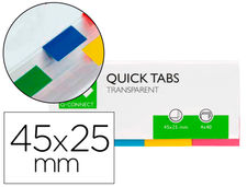 Banderitas separadoras q-connect 25x45 mm transparentes y color pack de 4 con 40