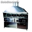 Barbecue à charbon végétal pro en acier inox - 4 foyers séparés - base en acier