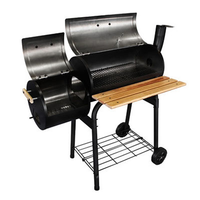 Barbecue tonneau américain smoker fumoir grill desserte bois - Photo 4