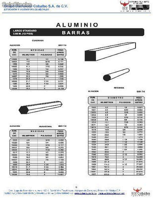 barras cuadradas de aluminio