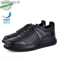 Baskets 100% cuir extra confortable noir kw