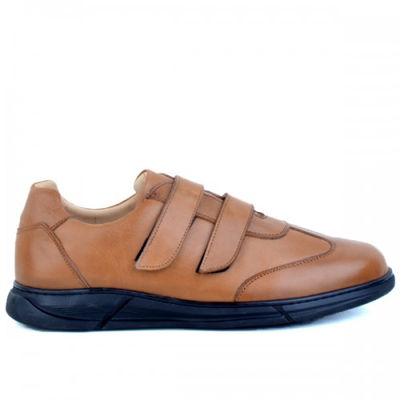Baskets homme médicales 100% cuir extra confortable tabac - Photo 2