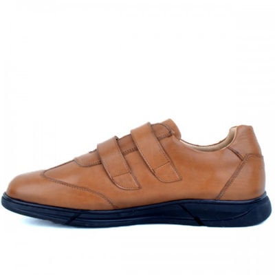 Baskets homme médicales 100% cuir extra confortable tabac - Photo 3