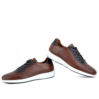 Baskets pour homme 100% cuir extra confortable tabac lo - Photo 2
