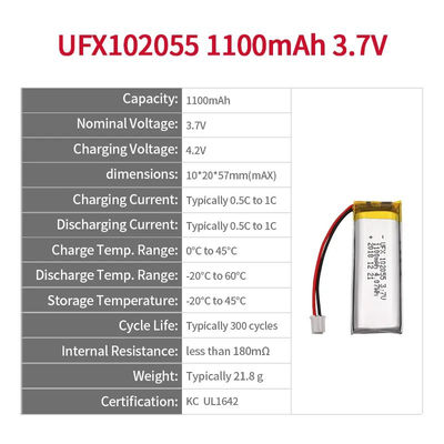Batería recargable de la batería del lipo de 102055 1100mAh 1s 3.7V - Foto 2