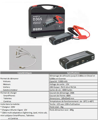 Booster de batterie pour Camion 3en1 LED/Chargeur USB